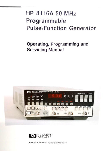 HP 8116A 50MHz Pulse/Function Generator Operating Programming & Service  Manual