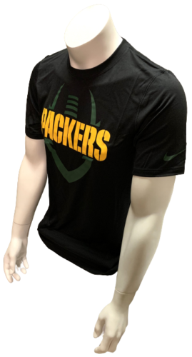 NIKE DRI FIT GREEN BAY PACKERS NFL FOOTBALL TEE T SHIRT Mens S Black