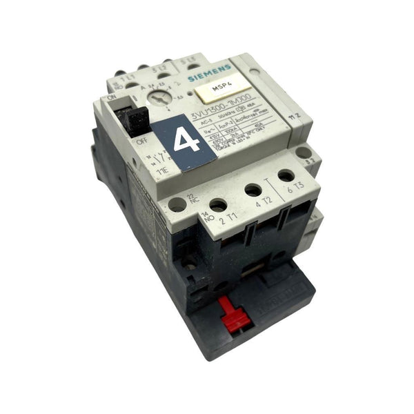 Siemens 3VU1300-1MJ00 Motor Projection Circuit Breaker 2.4-4A w/ Rail  Adapter