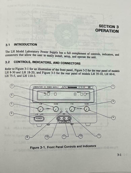 Sorensen L Series Laboratory DC Power Supply Instruction Manual ...