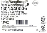 Woodhead Molex 5266 Plug Safeway NEMA 5-15P 15A 125V Black Nylon (Box of 7)