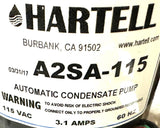 Hartell A2SA-115 Automatic Condensate Pump 115VAC 3.1A 6.Hz