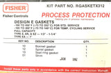 Fisher Controls RGASKETX312 Repair Kit Gasket Design E