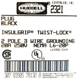 Hubbell 2321 Locking Plug 2P 20A 250V NEMA L6-20P (Box of 5)