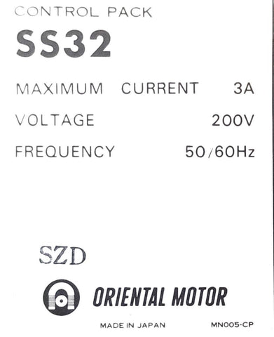 Oriental Motor SS32 Control Pack 200V 3A 50-60Hz – Surplus Select