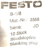 Festo B-1/8 Blanking Vacant Gap Plug Ser JD (Bag of 10)