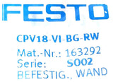 Festo CPV18-VI-BG-RW Mounting Bracket Kit 163292 Ser S002 (2 Brackets)