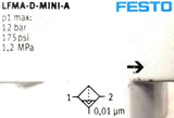 Festo LFMA-D-MINI-A Filter 175-230psi P1 Max 1.2-1.6MPa 140°F Max