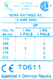 Cutler-Hammer AN56-BN0 Contactor Set T0611 Ser C1 18A NEMA 0 600V 60Hz