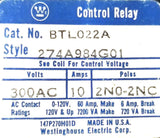 Westinghouse BTL022A Control Relay 300VAC 10A 2N0-2NC 274A984G01