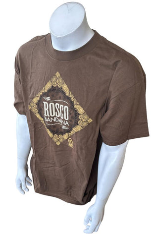 Hard Rock Records Men's Rosco Bandana Graphic Brown Short Sleeve Shirt Size M