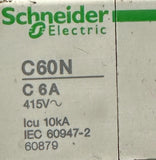 Schneider Electric C60N Circuit Breaker C 6A 415V 20KA IEC60947-2