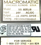Macromatic SS 60528 Programmable Interval Time Relay 24VAC-DC 10A DPDT W/ Base