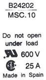 Buss B24202 Fuse Holder 600V 25A MSC 10 FU13 10 x 38