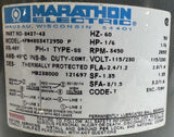 Marathon Electric 4PN48S34T295D Motor 115/230 Volts 1/6 HP 50/60 Hz 3450 RPM