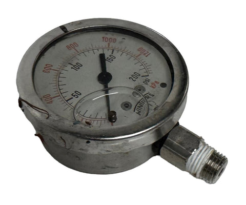 Winters 36528 Liquid Filled Pressure Gauge 200 PSI 1/4" NPT Bottom Mount