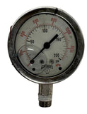 Winters 36528 Liquid Filled Pressure Gauge 200 PSI 1/4" NPT Bottom Mount