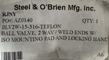 Steel & O'Brien 1-1/2" CF8M Ball Valve 2-Way DN40 15" 1000 WOG