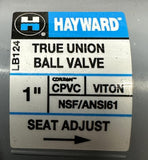 Hayward TB2100ST True Union Ball Valve 1" CPVC Series TB Socket/Threaded End FPM