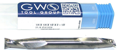 GWS 522-2500 1/4" Diameter 1/4" Shank Carbide Endmill 2 Flute