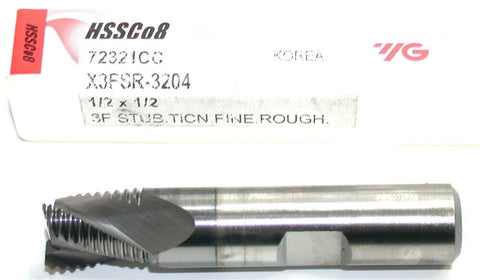 YG-1 72321CC HSSCo8 1/2" 3 flute Fine Pitch TiCN Coated Roughing End Mill