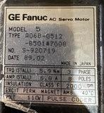 GE Fanuc A06B-0512-B501#7008 AC Servo Motor w/ Spindle Attachment 2000 RPM 3 Ph