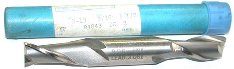 Greenfield Putnam 94843 9/16" Diameter 1/2 Shank 2 Flute HSS Double End Mill New