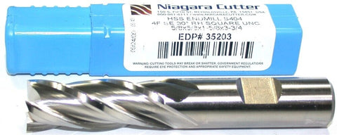 Niagara 35203 5/8" diameter 5/8" Shank 4 Flute HSS End Mill New