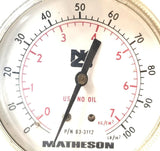 Matheson 8-580 Pressure Regulator 3000Psig Max W/ Gauge 63-3133 W/ Gauge 63-3112