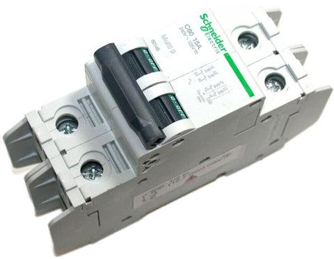 Schneider 60146 15 Amp, 125 VDC, 240 VAC 1 Pole Din Mount Circuit Breaker