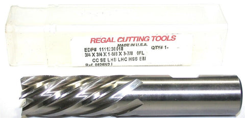 Regal 1111230018 3/4" Diameter 3/4" Shank 6 Flute HSS End Mill New