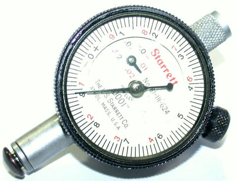 Starrett 81-111-624 Dial .0001" Indicator with Revolution Counter and Lug Back