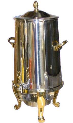 Oneida Ouverture Bi-Metal 5 Gallon Coffee Urn Brass Legs 1810 Stainless