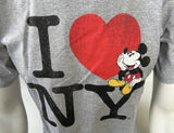 Disney Men's I Love NY Mickey Mouse Graphic Gray Short Sleeve Shirt Size Medium