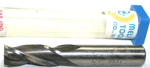 Melin 1/2" Diameter 1/2" Shank 3 Flute Cobalt End Mill E-1616 New