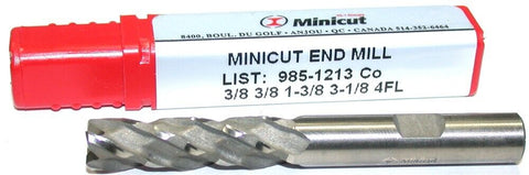 Minicut 985-1213 3/8" Diameter 4 Flute Super Cobalt Roughing End Mill