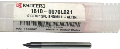 Kyocera 1610-0070l021 .0070" Carbide ALTiN Coat Endmill 2FL 1/8" Shank