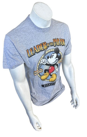 Disney Men's Mickey Mouse Leader of Parade Gray Short Sleeve Shirt Size Medium