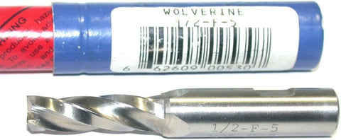 Wolverine 1/2-F-5 1/2" Shank 3 Flute 1/2° Tapered HSS End Mill New