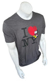 Pimatee Men's I Love NY Mickey Mouse Graphic Gray Short Sleeve Shirt Size Large