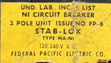 Federal Pacific Electric Stab-Lok NA250 2-Pole Circuit Breaker 50A 120/240VAC