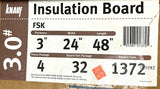 Knauf 3.0# FSK Insulation Board 3" X 24" X 48" 4 Pack 32 Square Feet