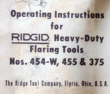 Rigid No. 375 Heavy Duty Flaring Tool Kit Hardened Steel Flaring Cone