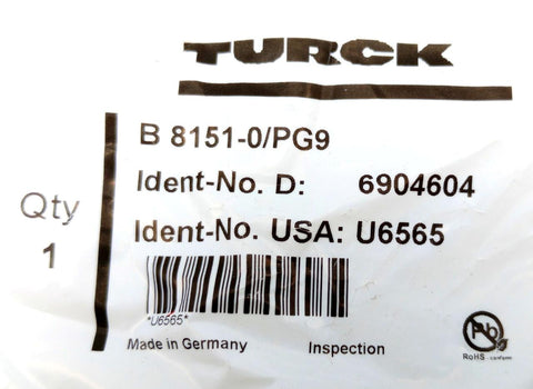 Turck B 8151-0/PG9 Circular M12 Female Socket Connector 5-Position 4A ...