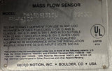 Micro Motion DS150S151SU Mass Flow Sensor 1500 PSIG