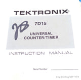 Tektronix 7D15 Universal Counter / Timer Instruction Manual