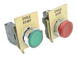 Set of (2) Telemecanique ZBE-101 Cycle Start & Stop Red Green Push Button Switch