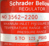 Schrader Bellows 3562-2200 Pneumatic Regulator 5 to 125 PSI Pressure Range 1/4"