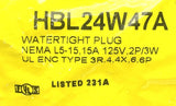 Hubbell HBL24W47A Watertight Twist-Lock Plug 15A 125V 2-Pole 3-Wire NEMA L5-15P