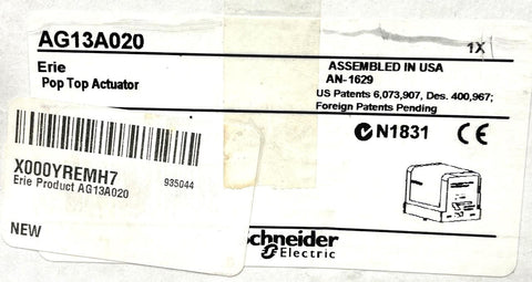 Schneider Electric AG13A020 Erie 2-Position Pop Top Electric Actuator ...